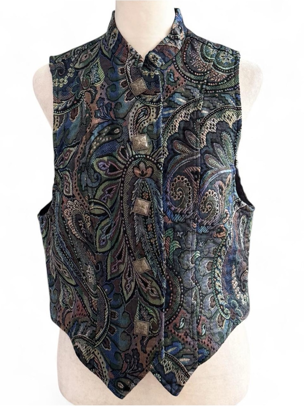Vintage Longhorn Tapestry Paisley Vest Women’s Size Large Western Southwestern